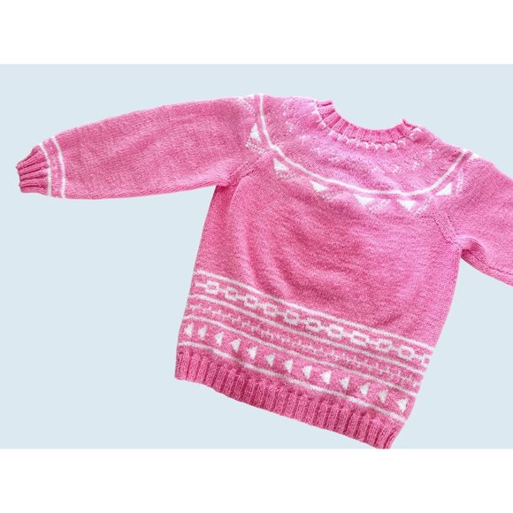 Vintage Handmade Vintage Chunky Knit Oversized Pink Sweater Sz S - Picture 5 of 7